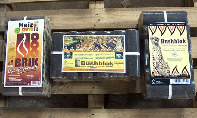 Bushblok packaging for different markets.